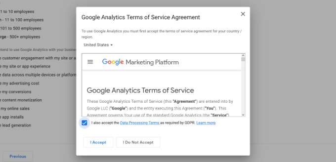 Google Analytics Terms of Service Agreement