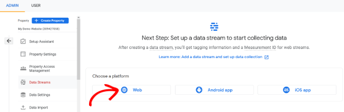 How to setup web stream in Google analytics