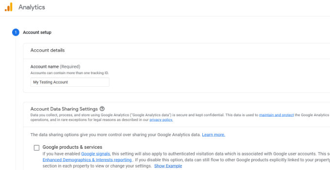 How to setup Account in Google Analytics