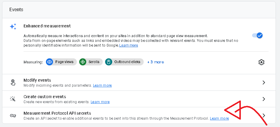 Create Measurement Protocol API Secrets code